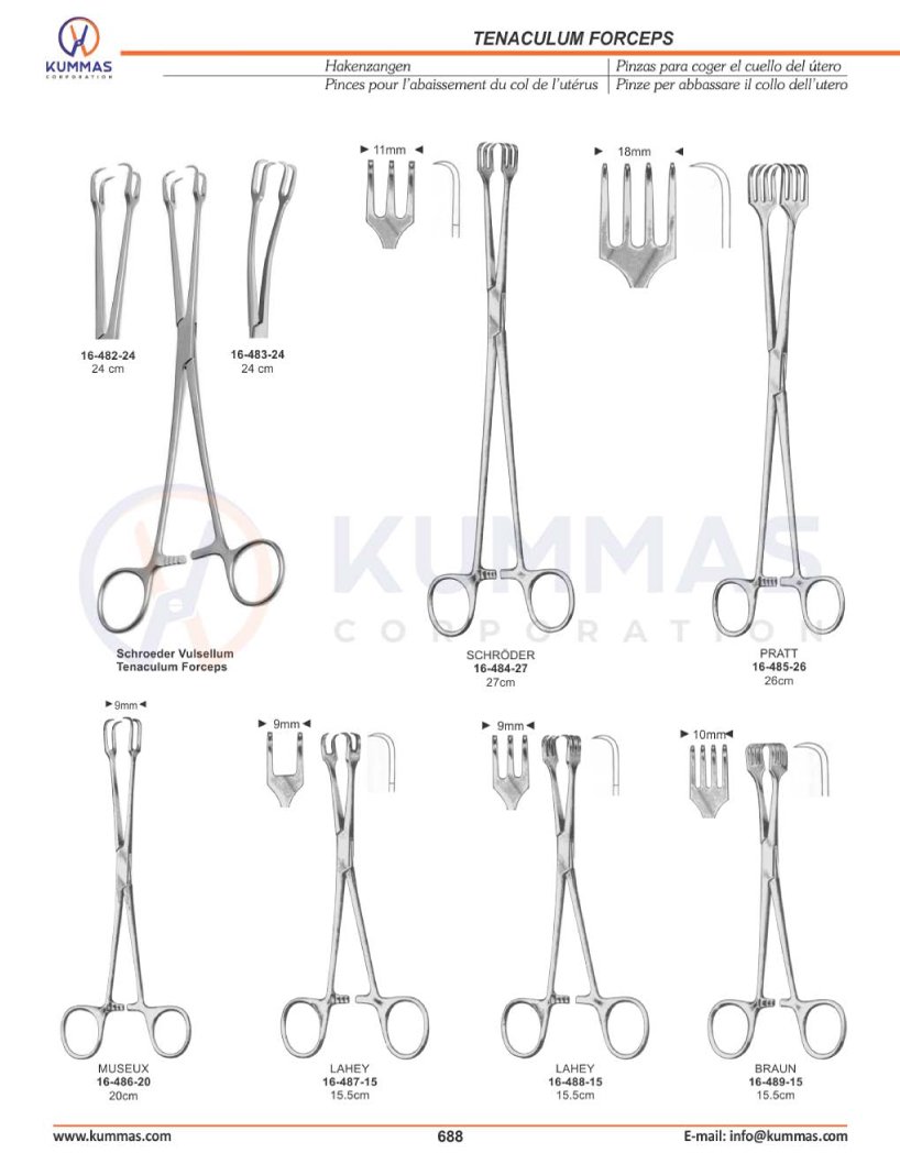S.S. Schroeder Braun Tenaculum – 7" Surgical Gyno Instrument – Orthopedic Use, New