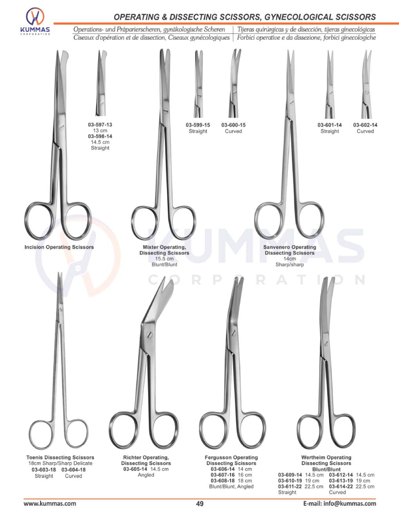 Operating & Dissecting Scissors, Gynecological Scissors