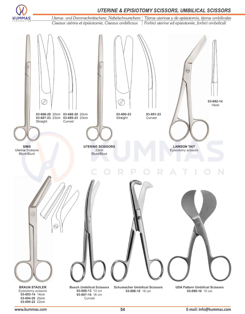 Uterine & Episiotomy Scissors, Umbilical Scissors