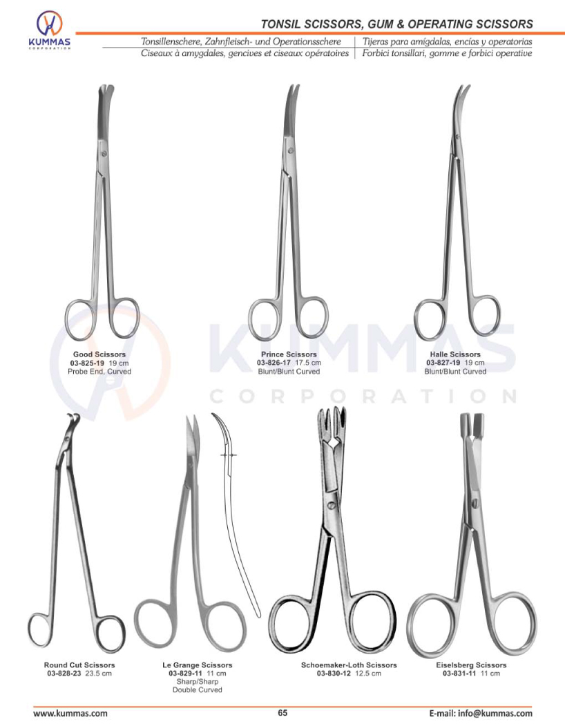 Tonsil Scissors, Gum & Operating Scissors