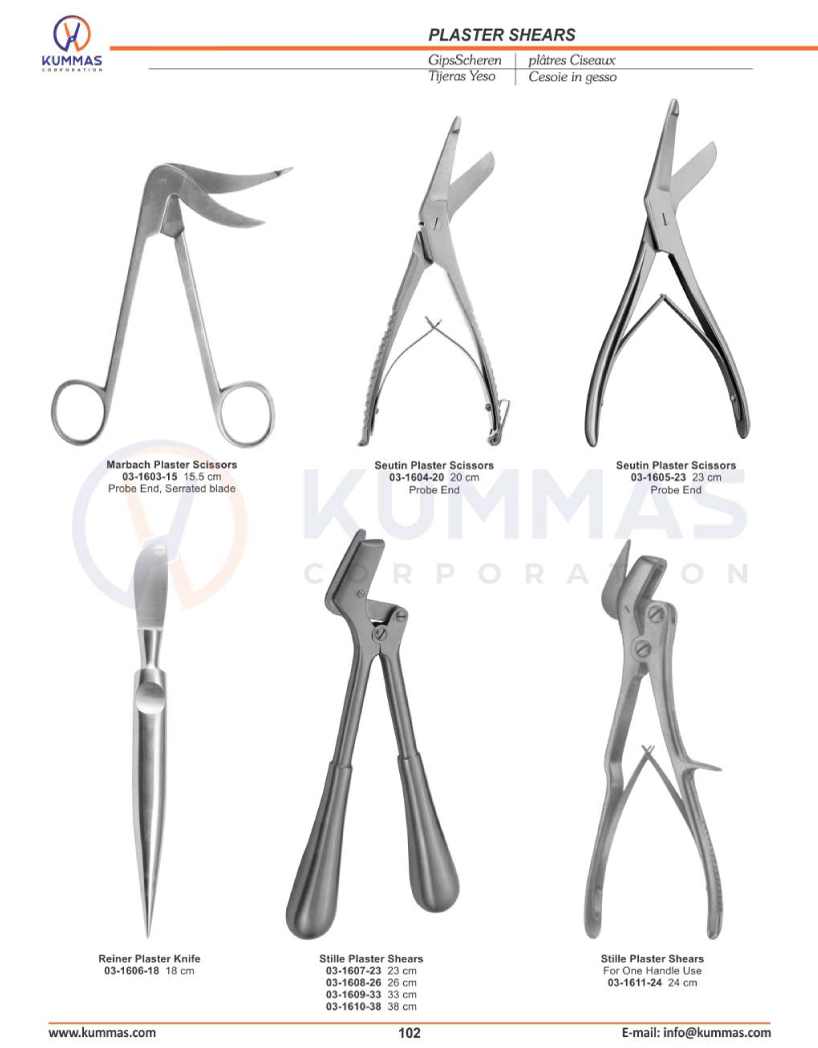 Plaster Shears, Plaster Saws, Plaster Spreader