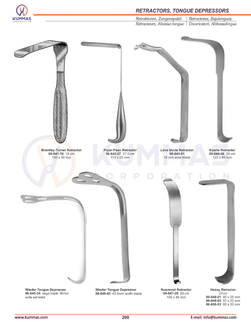 Retractors, Tongue Depressors