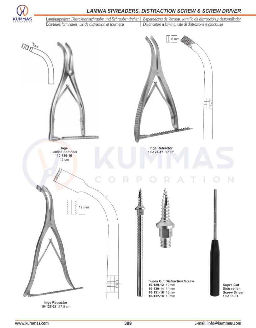 Lamina Spreaders, Distraction Screw & Screw Drivers