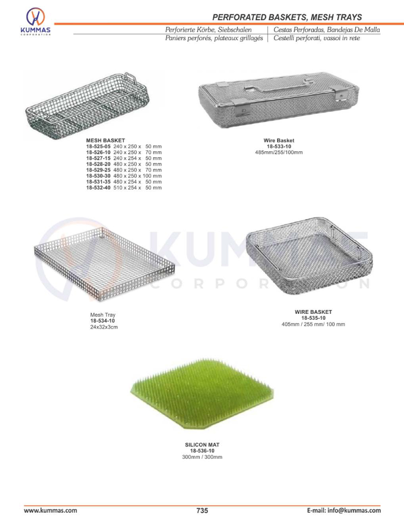 Perforated Baskets, Mesh Trays