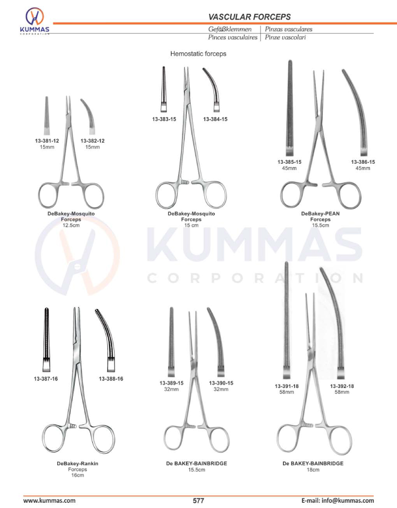 Vascular Forceps, Coarctation Forceps, & Cardiovascular Forceps