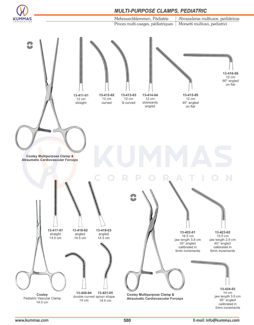 Vascular Forceps, Multipurpose Clamps, Pediatric