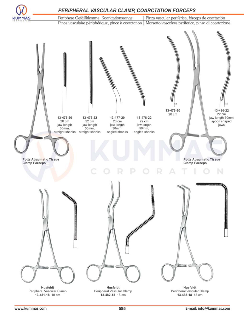 Peripheral Vascular Clamps, Aorta Clamp, Coarctation Forceps