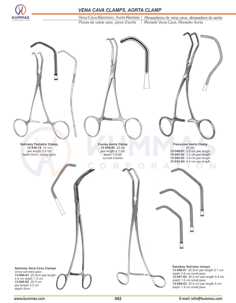 Vena Cava Clamps, Aorta Clamp & Vascular Forceps