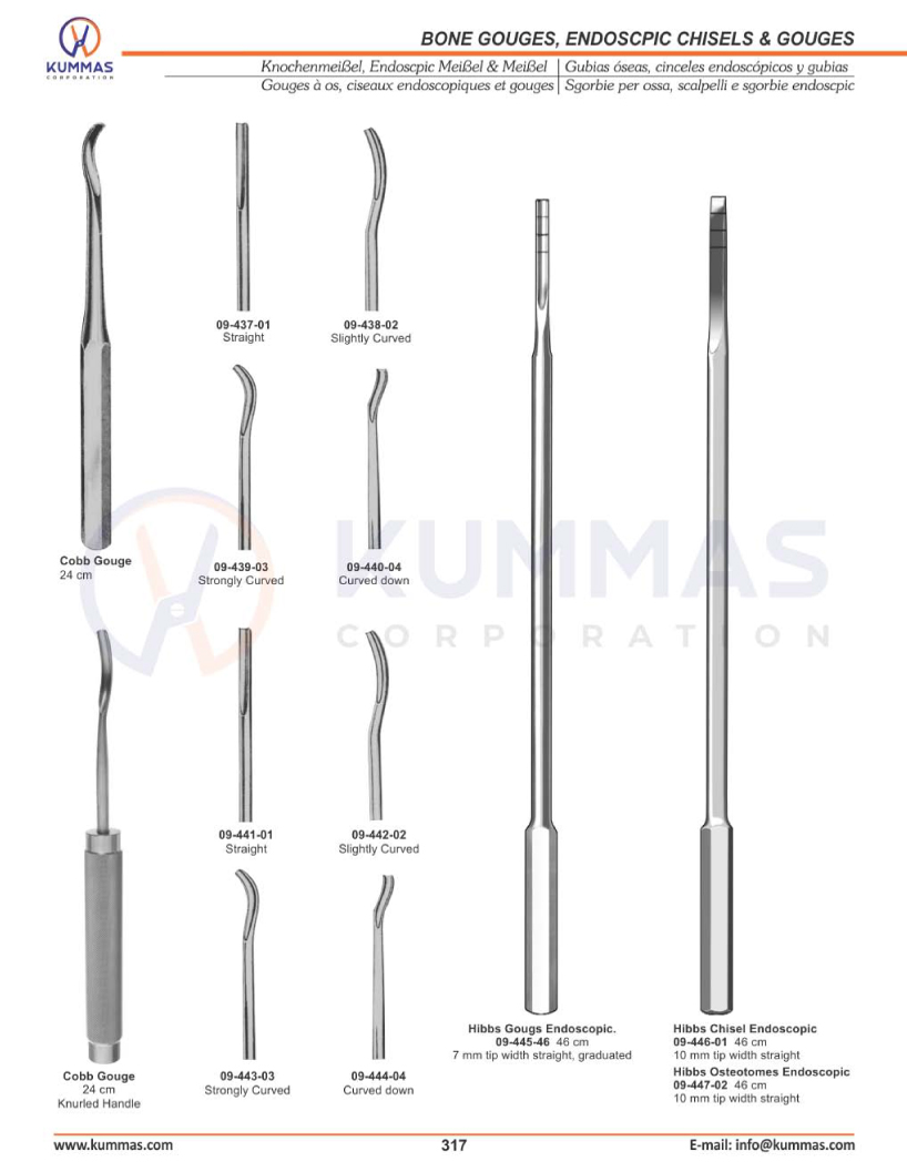 BONE GOUGES,ENDOSCPIC CHISELS & GOUGES