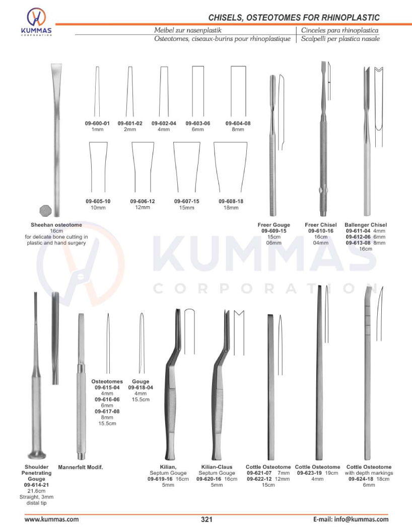 Chisels, Osteotomes for rhinoplastic