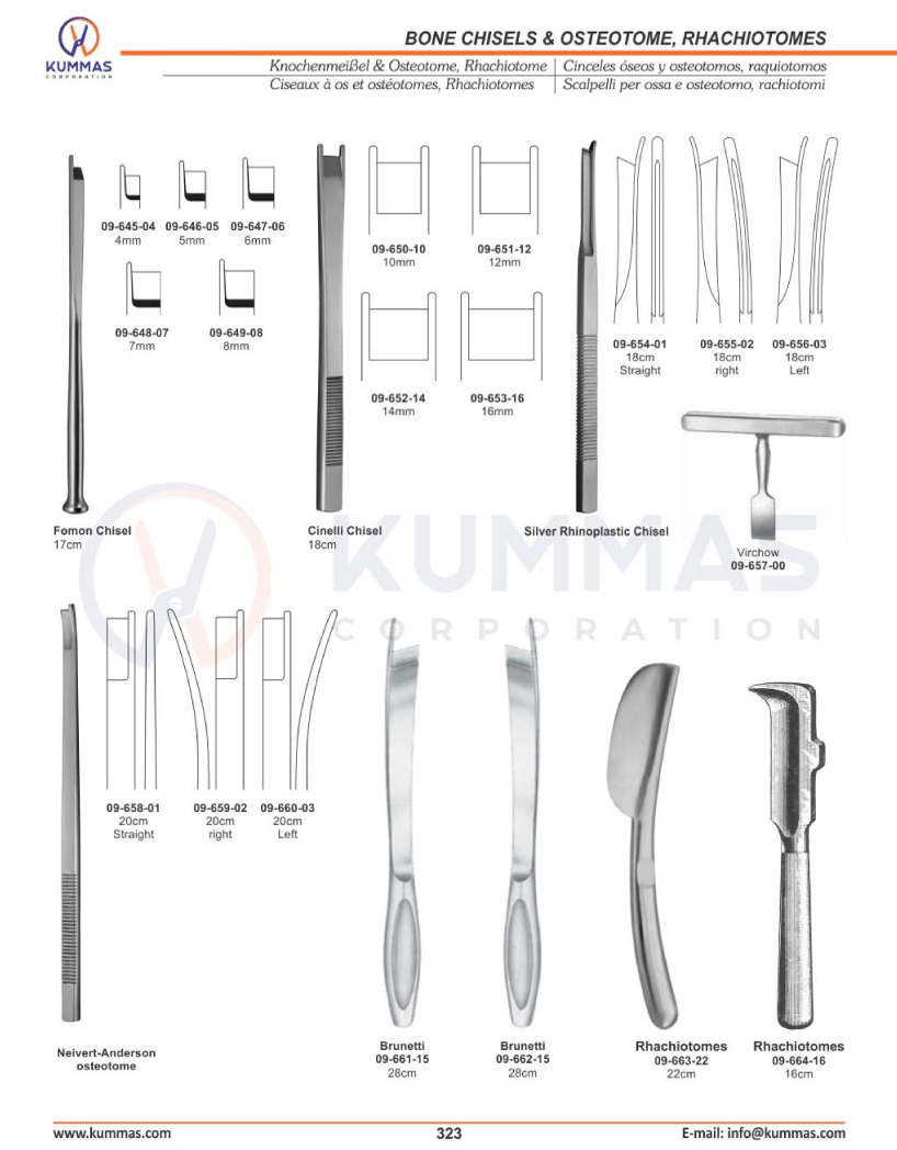 BONE CHISELS & OSTEOTOME, RHACHIOTOMES