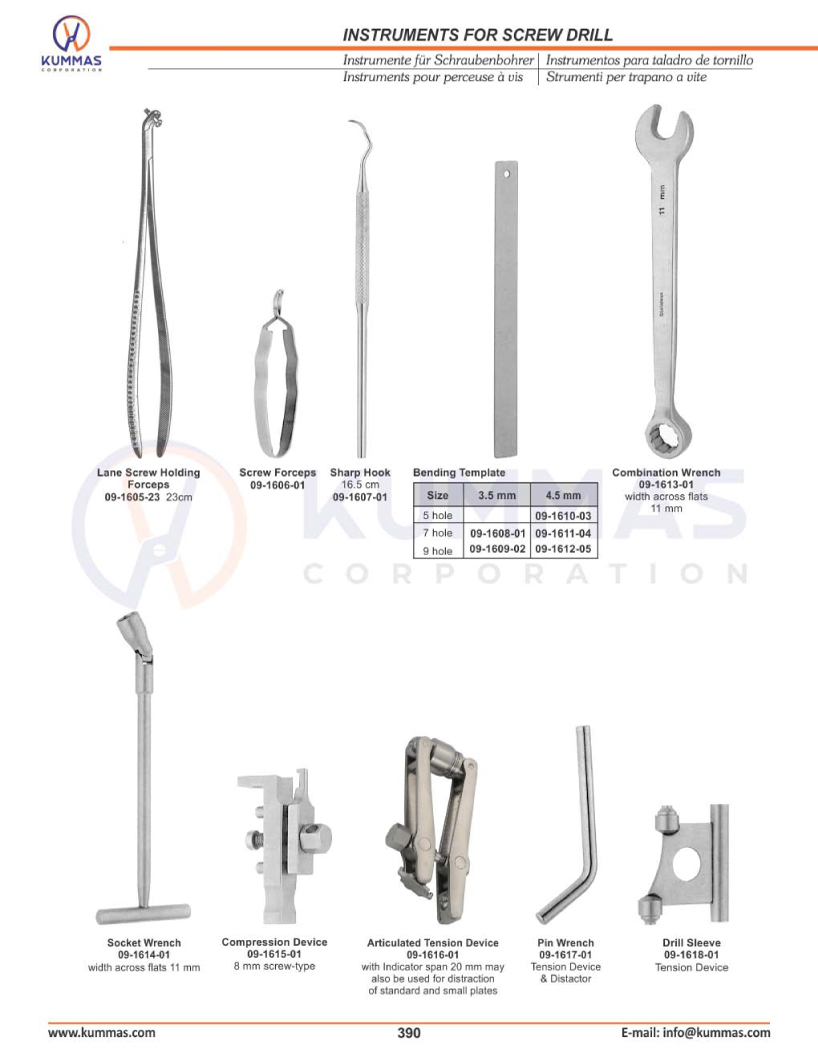 Instruments for screw drill